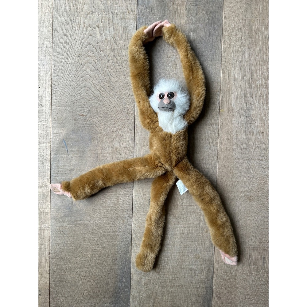 Vintage Long Limb Monkey Plush Brown White Fuzzy Head Hanging Stuffed Animal Toy